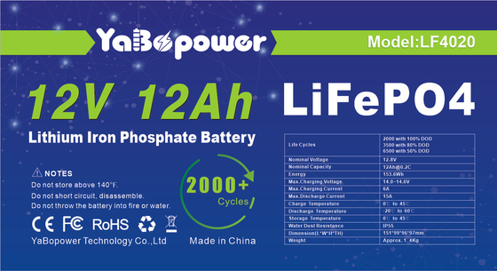 Lithium-Ionen-Lifepo4-Akku 12,8 V 12 V 12 Ah Lifepo4-Akkupack 4S2p
