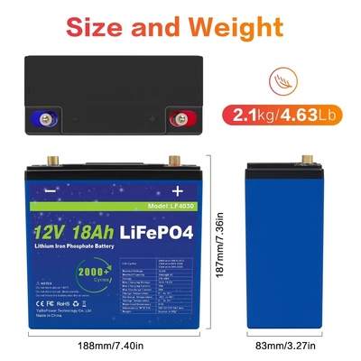Erhebliche Lieferung Werksspezifische 12 V 18 Ah Entladestrom 9 A Lifepo4-Batterie mit herausragender Kapazität