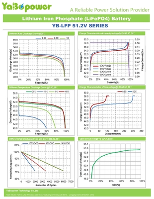 Deep Cycle 48V Lifepo4 Batterie für Elektrofahrrad BMS Smart 100Ah YB-LF51100