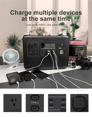 Outdoor 2000W Zwei-Wege 2000W Schneller AC-Ausgang Multifunktions-Powerbank 2000W tragbarer Solargenerator