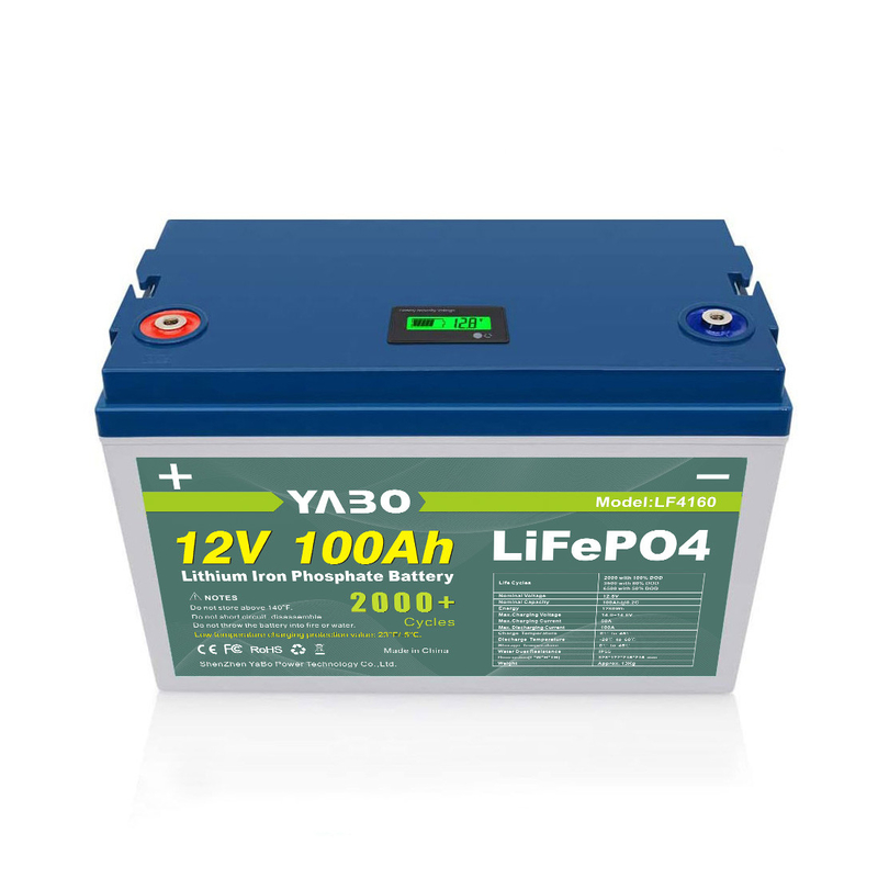 YABO Maßgeschneiderter wiederaufladbarer Solarboot-Lithium-Motorrad-Golfwagen RV LiFePO4-Energiespeicherbatterie 12 V 100 Ah
